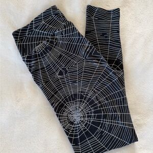 LuLaRoe Black Leggings with White Spiderweb Print